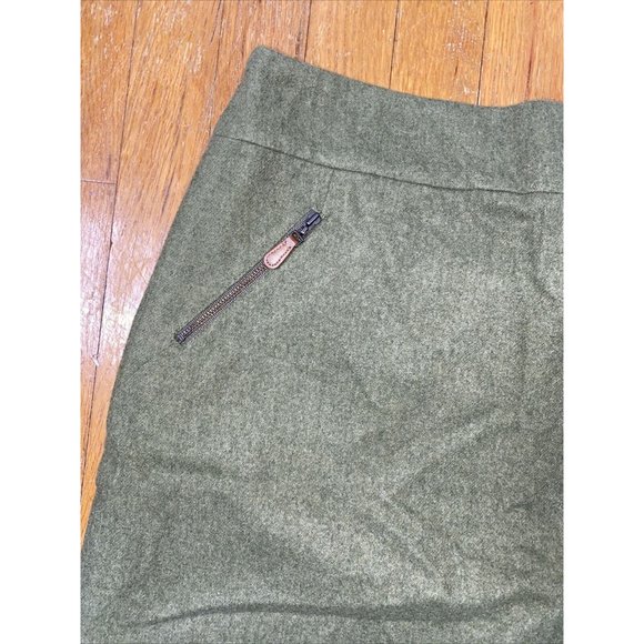 Talbots Green Wool Skirt Lined Size 10 Straight Wiggle 20" Zipper Pockets - Picture 2 of 6